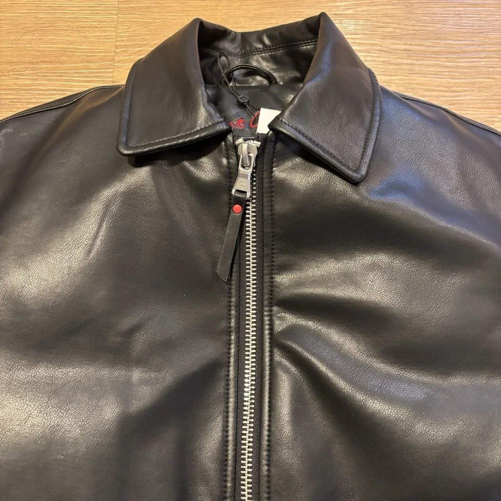 Robert Graham SAMPLE Bomber Jacket Men's M Black Faux Leather Fall 2024 RGF24R19